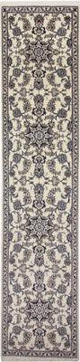 Tapis de couloir Tapis persan - Nain - 386 x 82 cm - crème
