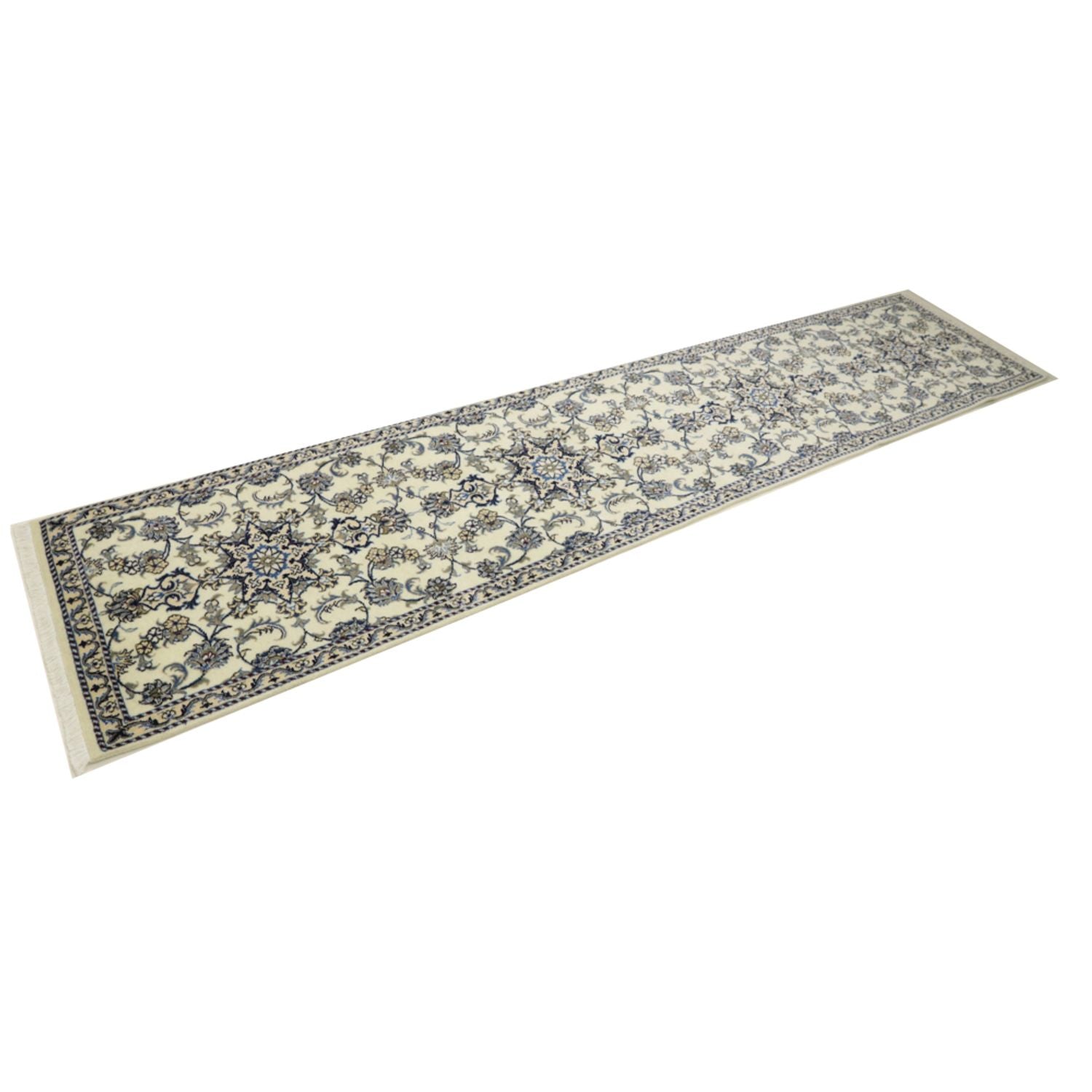 Tapis de couloir Tapis persan - Nain - 386 x 82 cm - crème