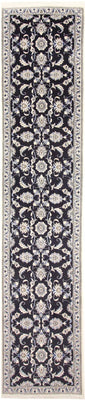 Tapis de couloir Tapis persan - Nain - 394 x 79 cm - bleu foncé