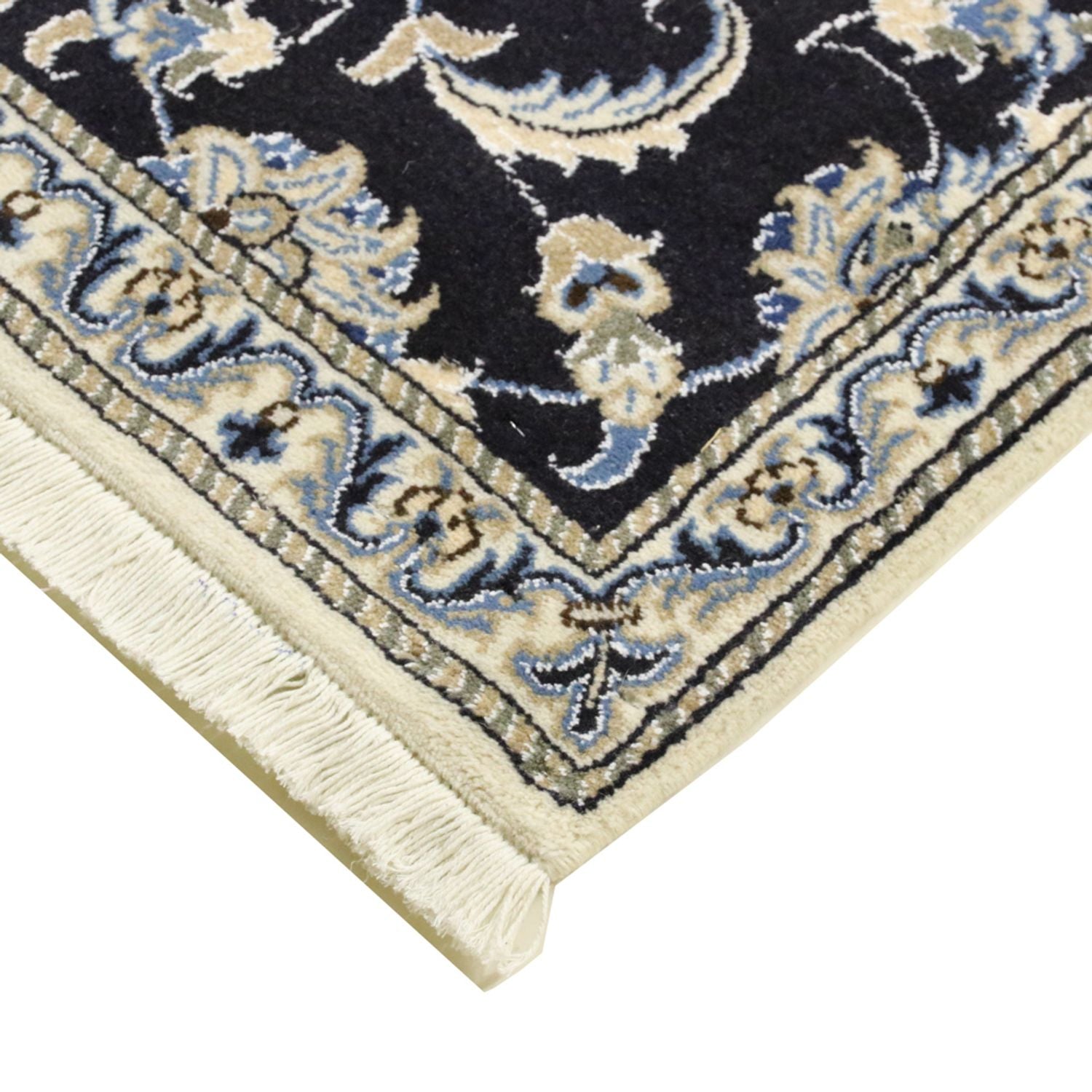 Tapis de couloir Tapis persan - Nain - 394 x 79 cm - bleu foncé