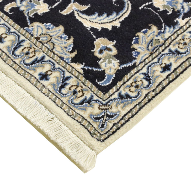 Tapis de couloir Tapis persan - Nain - 394 x 79 cm - bleu foncé