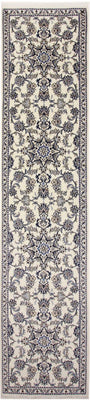 Tapis de couloir Tapis persan - Nain - 390 x 81 cm - crème