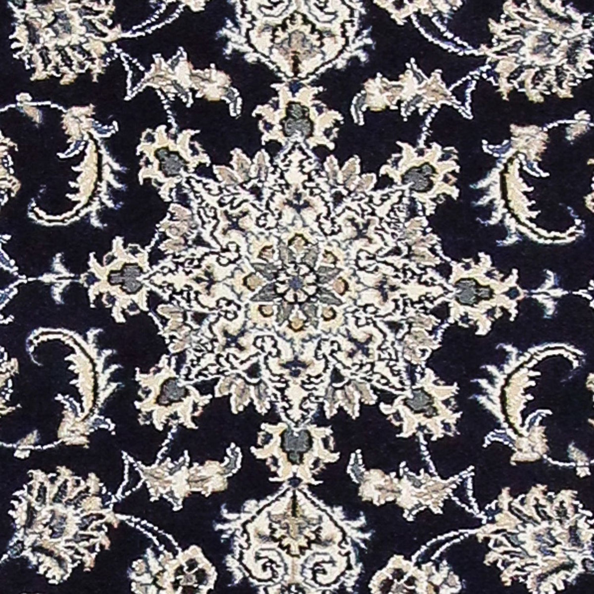 Tapis de couloir Tapis persan - Nain - 383 x 76 cm - bleu foncé