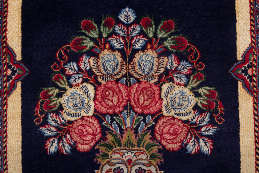 Perserteppich - Ghom - 126 x 70 cm - dunkelblau