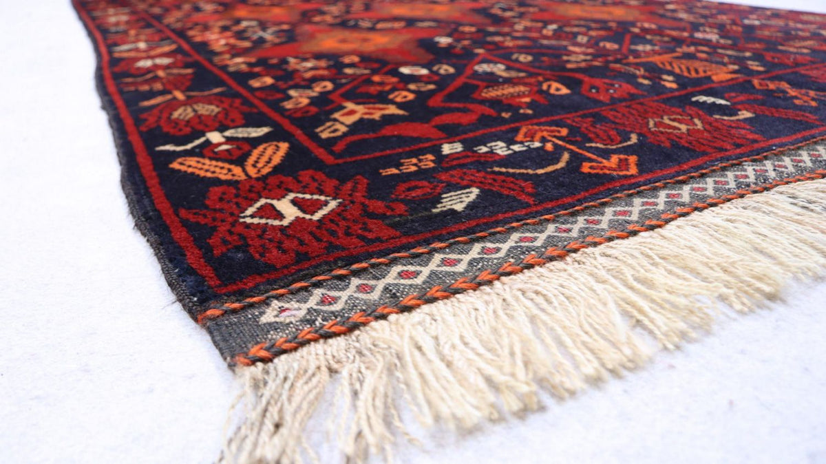 Tapis afghan - 172 x 100 cm - rouge