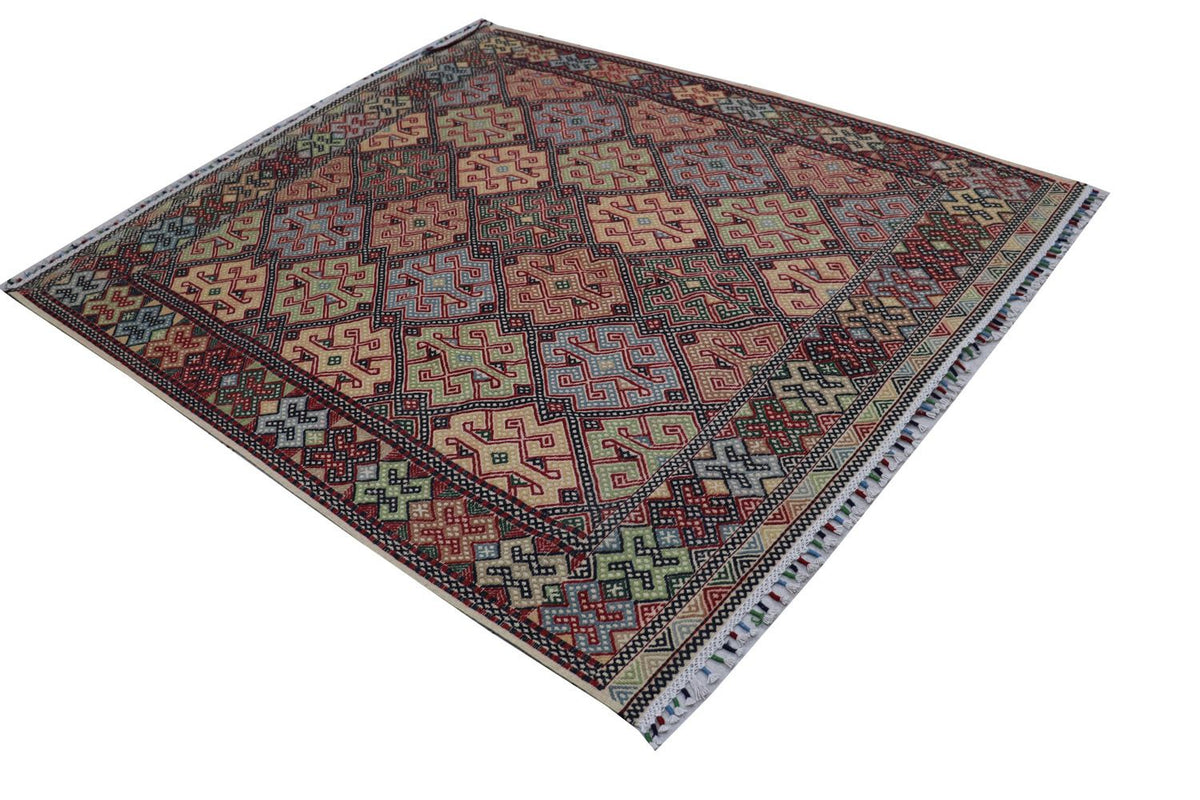 Tapis Kelim - Oriental carré  - 205 x 178 cm - bleu