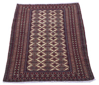 Tapis afghan - 164 x 121 cm - rouge bordeaux