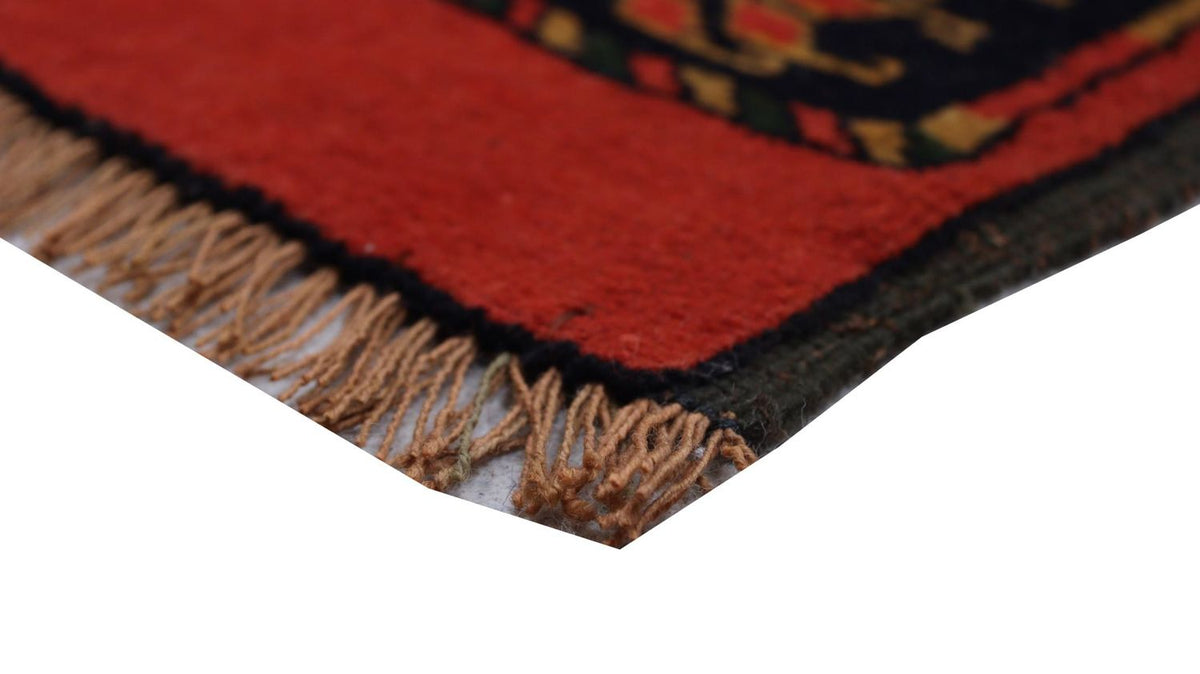 Tapis afghan - 154 x 126 cm - rouge