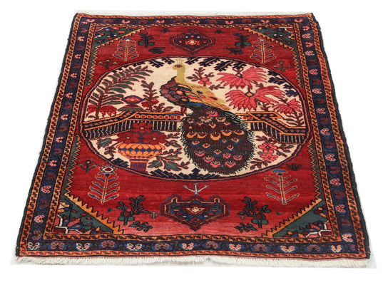 Tapis afghan - 145 x 117 cm - rouge foncé