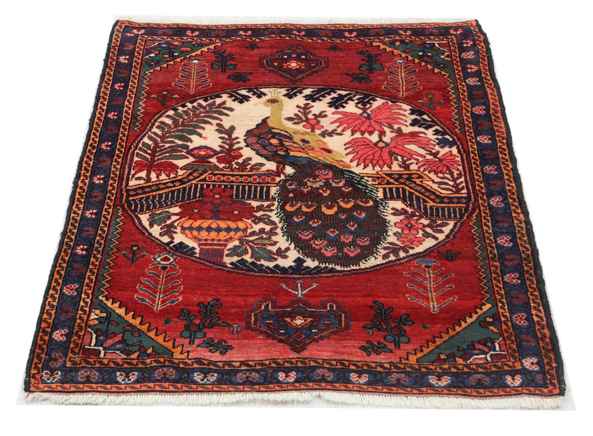 Tapis afghan - 145 x 117 cm - rouge foncé