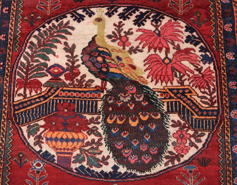 Tapis afghan - 145 x 117 cm - rouge foncé
