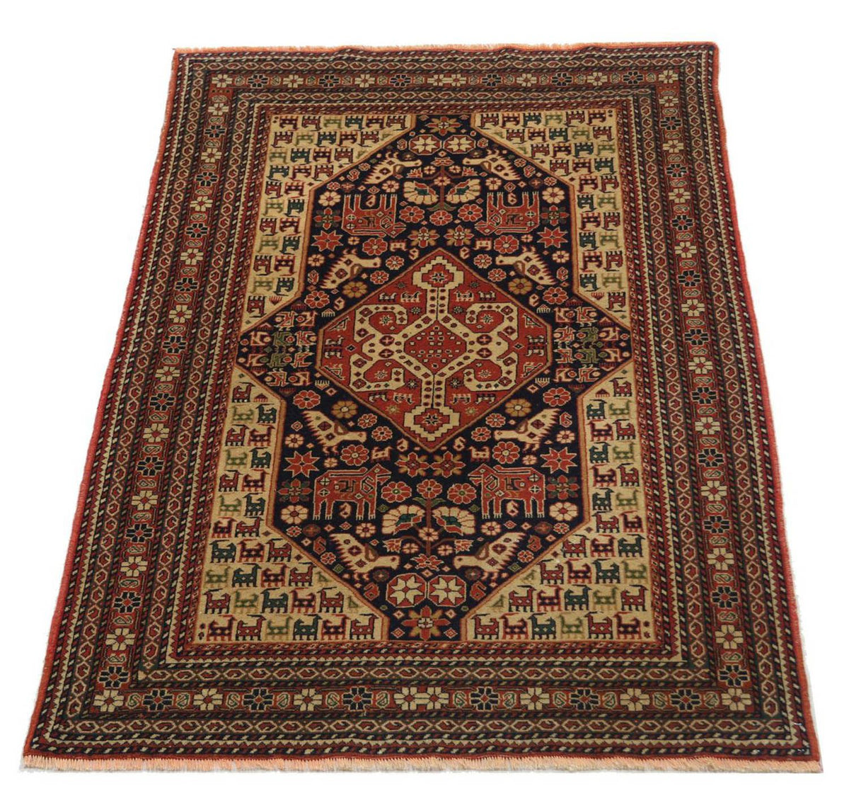 Tapis afghan - 193 x 126 cm - rouge foncé