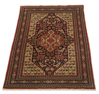 Tapis afghan - 193 x 126 cm - rouge foncé