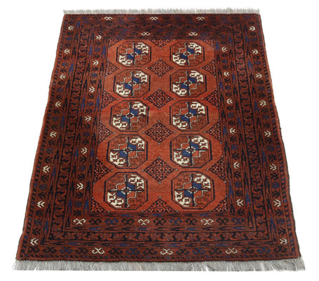 Tapis afghan - 155 x 103 cm - rouge foncé
