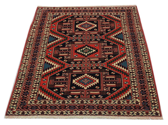 Tapis afghan - 190 x 140 cm - rouge