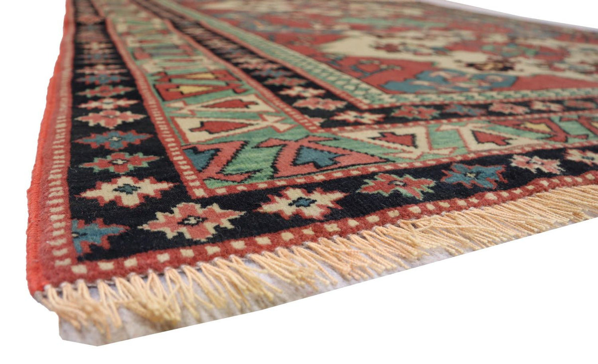 Tapis afghan carré  - 145 x 135 cm - rouge