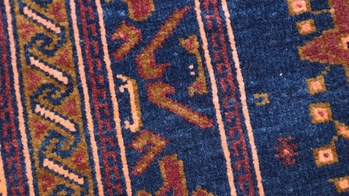 Tapis afghan - 136 x 95 cm - bleu