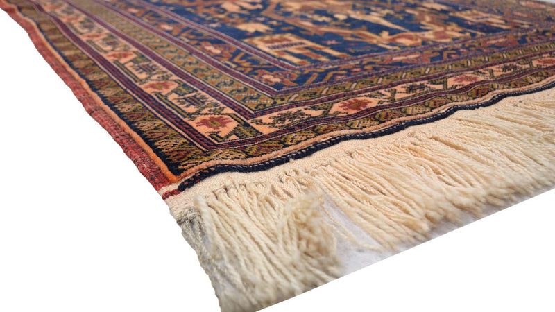 Tapis afghan - 136 x 95 cm - bleu