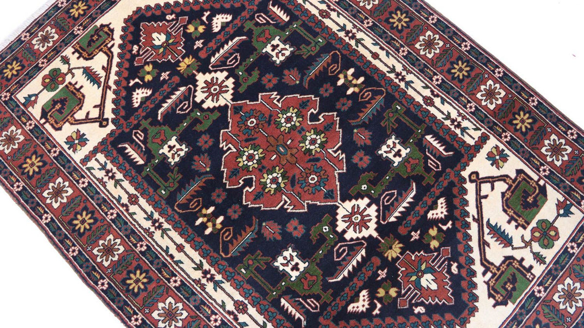 Tapis afghan - 182 x 129 cm - bleu foncé