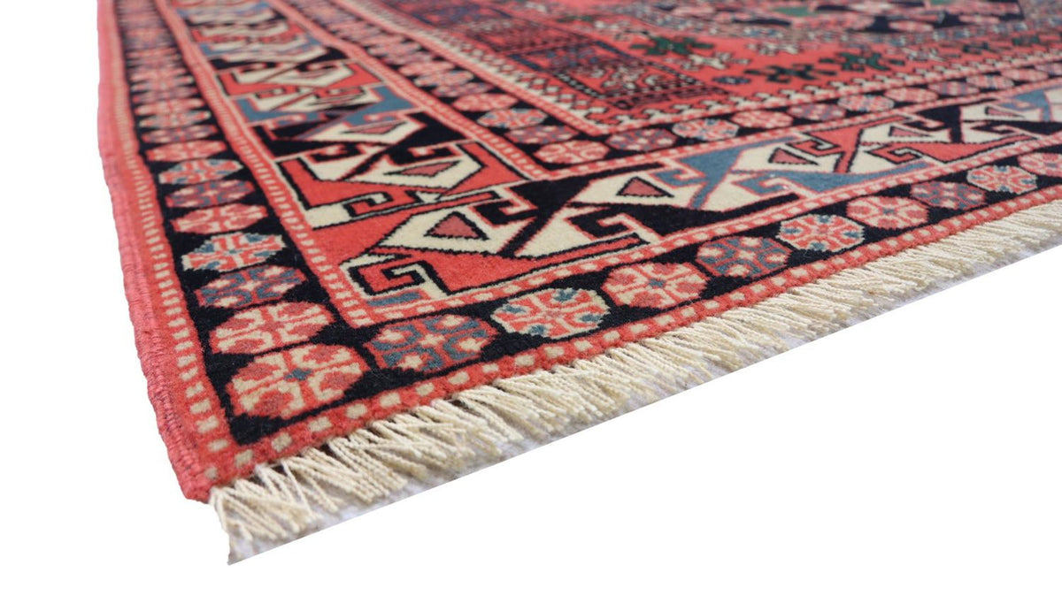 Tapis afghan carré  - 153 x 134 cm - rouge