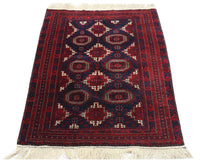 Tapis afghan - 173 x 117 cm - rouge foncé