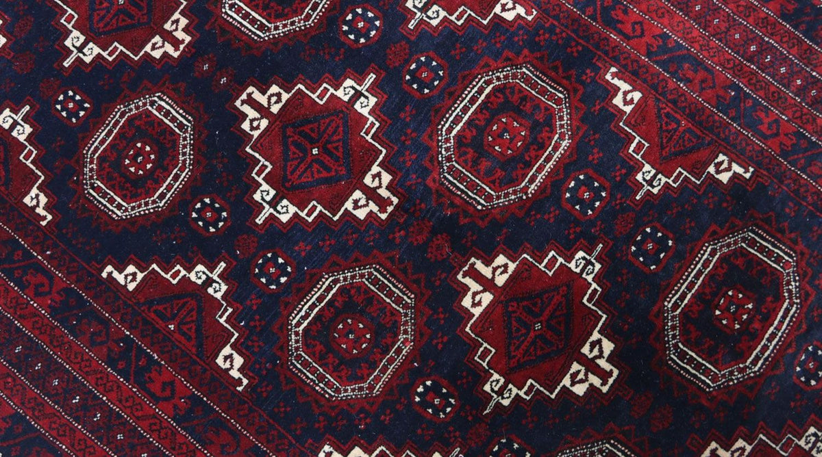 Tapis afghan - 173 x 117 cm - rouge foncé
