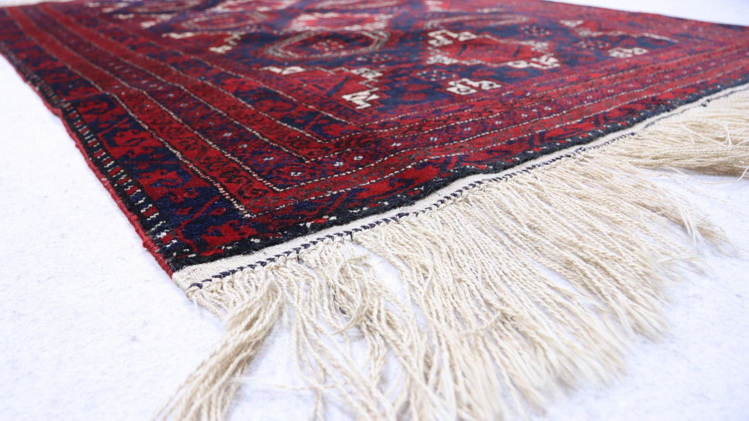 Tapis afghan - 173 x 117 cm - rouge foncé