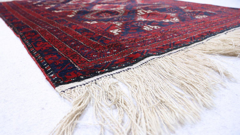 Tapis afghan - 173 x 117 cm - rouge foncé