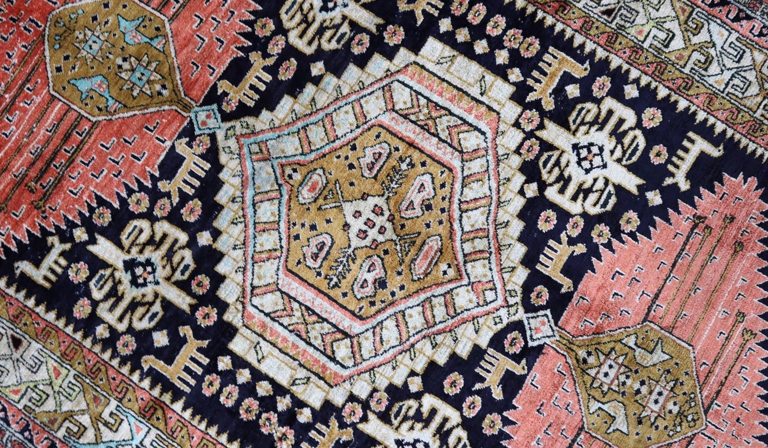 Tapis oriental - 130 x 84 cm - bleu foncé