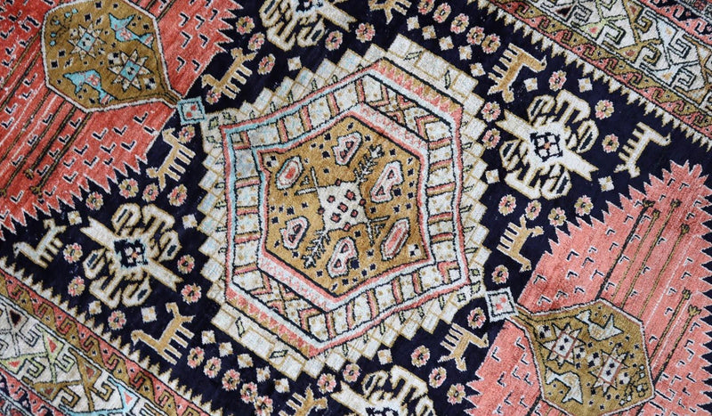 Tapis oriental - 130 x 84 cm - bleu foncé