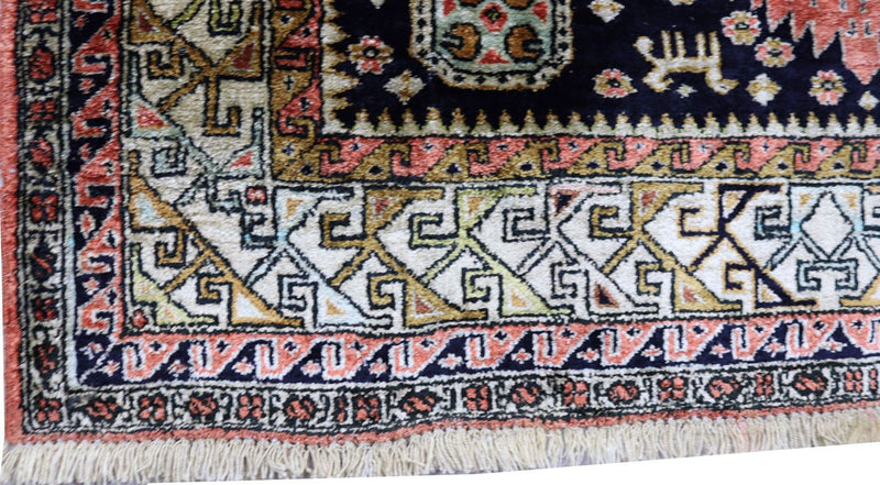Tapis oriental - 130 x 84 cm - bleu foncé