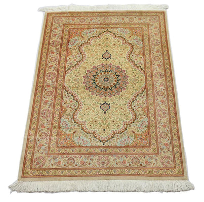 Tapis en soie - Ghom soie - Premium - 150 x 100 cm - beige