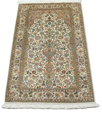 Tapis en soie - Soie du Cachemire - 158 x 96 cm - beige