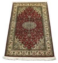 Tapis en soie - Soie du Cachemire - 149 x 90 cm - rouge foncé