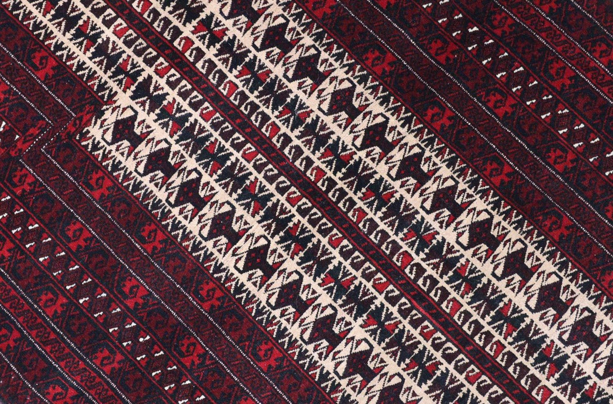 Tapis afghan - 150 x 95 cm - rouge foncé