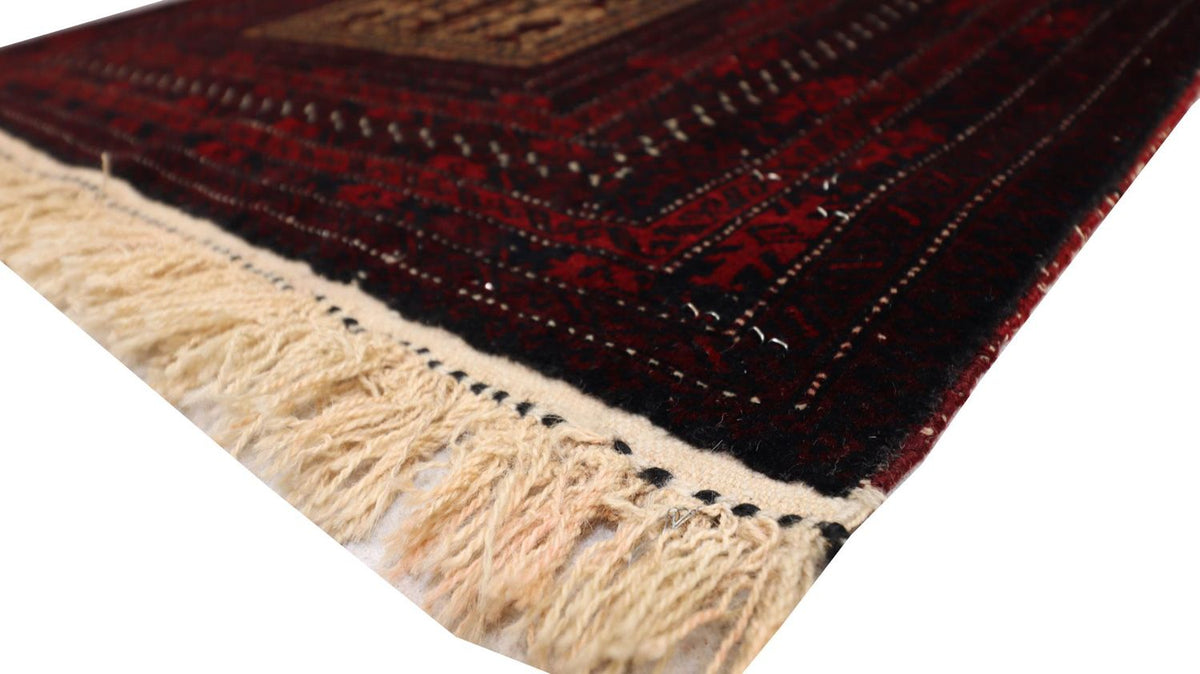Tapis afghan - 150 x 95 cm - rouge foncé