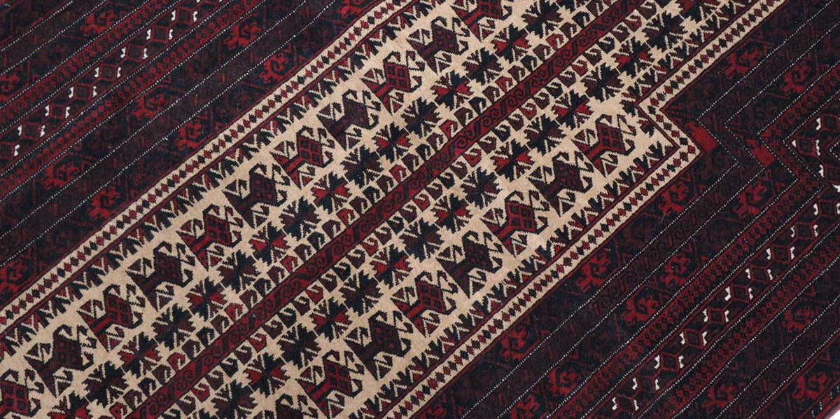 Tapis afghan - 150 x 95 cm - rouge foncé