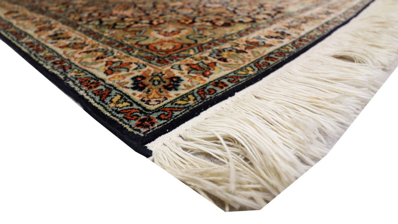 Tapis en soie - Soie du Cachemire - 124 x 77 cm - bleu foncé