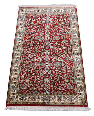 Tapis en soie - Soie du Cachemire - 124 x 77 cm - rouge