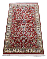 Tapis en soie - Soie du Cachemire - 124 x 77 cm - rouge