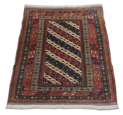 Tapis afghan - Boukhara carré  - 103 x 93 cm - bleu foncé