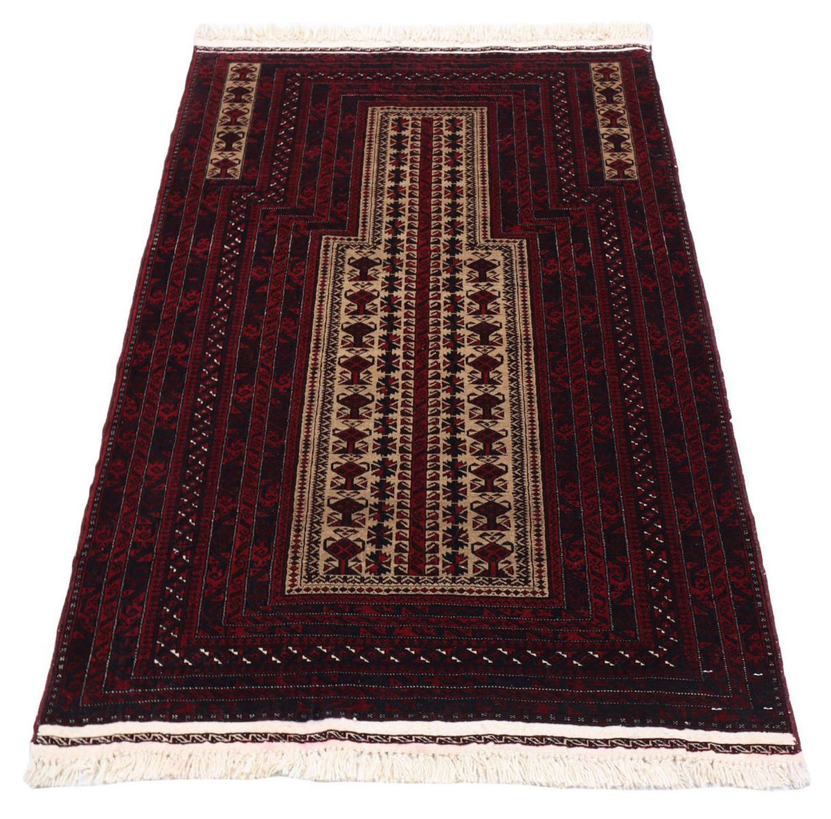 Tapis afghan - 150 x 95 cm - rouge foncé