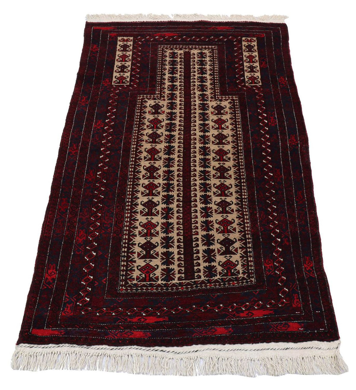 Tapis afghan - 150 x 95 cm - rouge foncé
