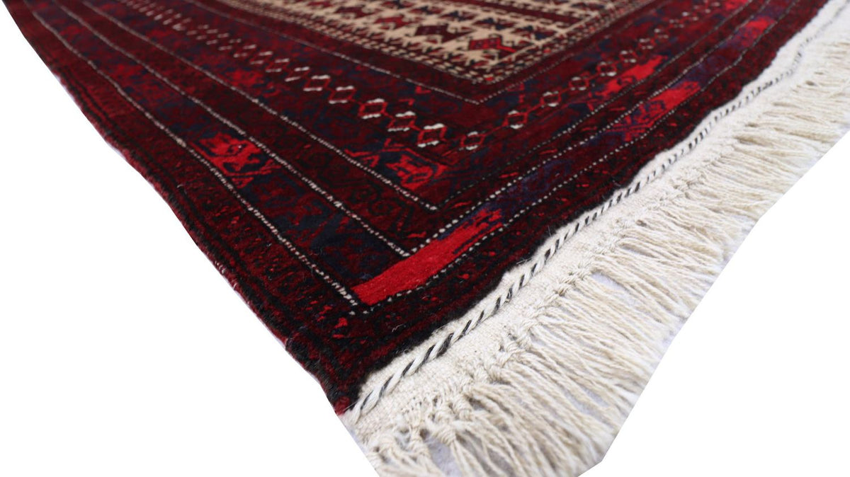 Tapis afghan - 150 x 95 cm - rouge foncé