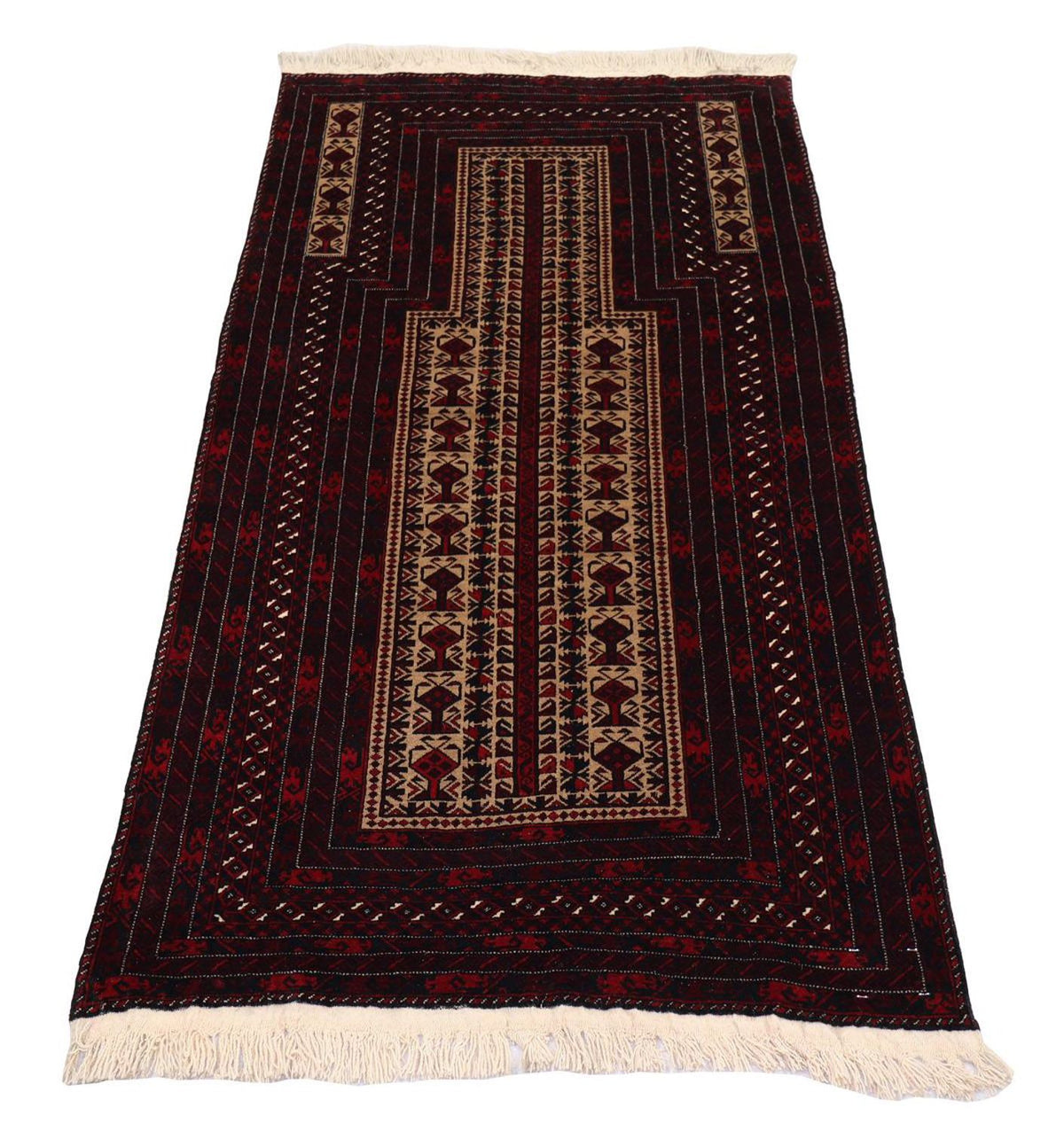 Tapis afghan - 150 x 95 cm - rouge foncé