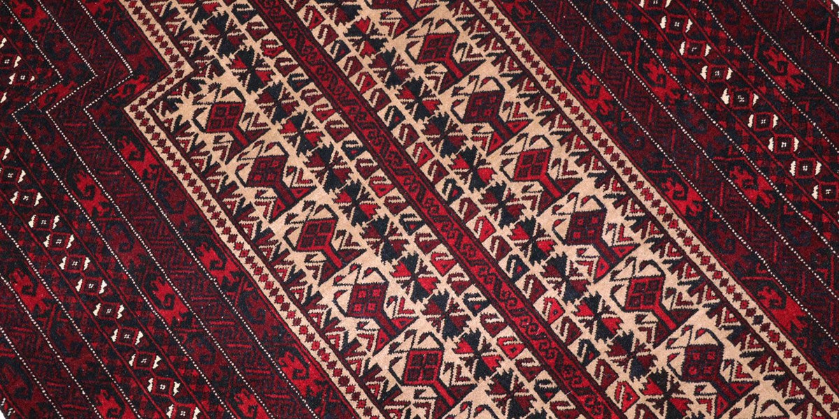 Tapis afghan - 150 x 95 cm - rouge foncé