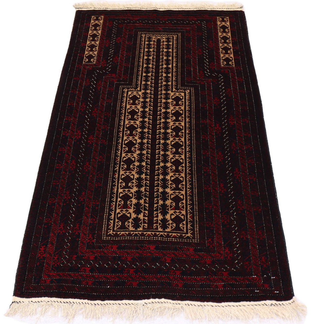 Tapis afghan - 150 x 95 cm - rouge foncé