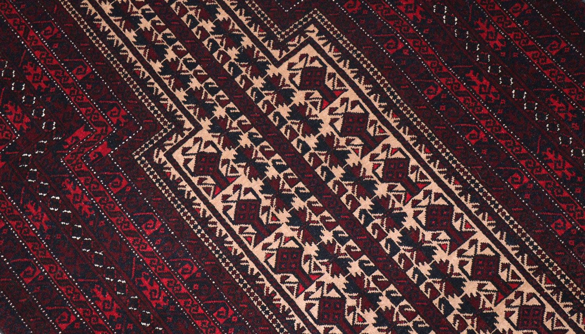 Tapis afghan - 150 x 95 cm - rouge foncé