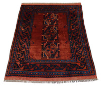 Tapis afghan - 115 x 94 cm - rouille