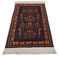 Tapis afghan - 144 x 95 cm - bleu foncé